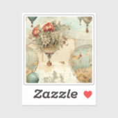  heteluchtballon in een sereen landschap (3) sticker (Vel)