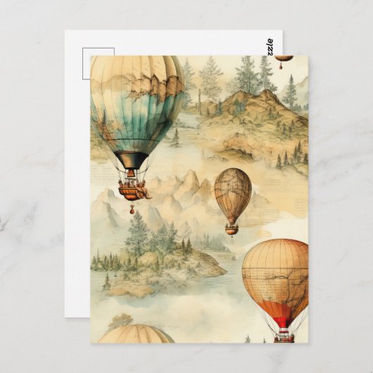 heteluchtballon in een sereen landschap (4) briefkaart (Voorkant / Achterkant)