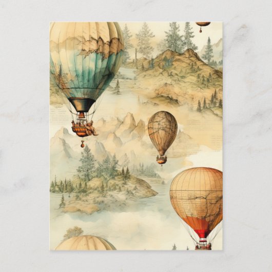  heteluchtballon in een sereen landschap (4) briefkaart (Voorkant)