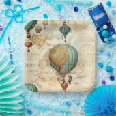  heteluchtballon in een sereen landschap (5) papieren bordje (Feest)