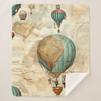  heteluchtballon in een sereen landschap (5) sherpa deken