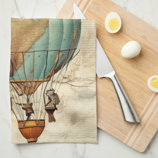  heteluchtballon in een sereen landschap (5) theedoek (Quarter Fold)