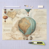  heteluchtballon in een sereen landschap (5) tissuepapier (Craft)