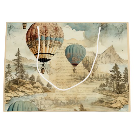  heteluchtballon in een sereen landschap (7) groot cadeauzakje (Voorkant)