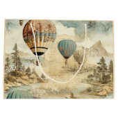  heteluchtballon in een sereen landschap (7) groot cadeauzakje (Achterkant)