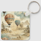 heteluchtballon in een sereen landschap (7) sleutelhanger (Achterkant)