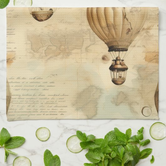 heteluchtballon in een sereen landschap (9) theedoek (Gevouwen)