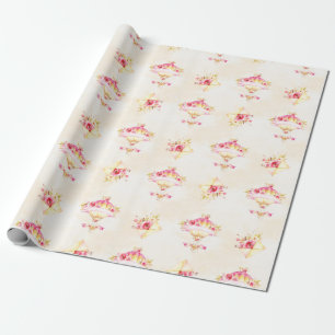 Heteluchtballon Roze Goud Gele Rozen Cadeaupapier