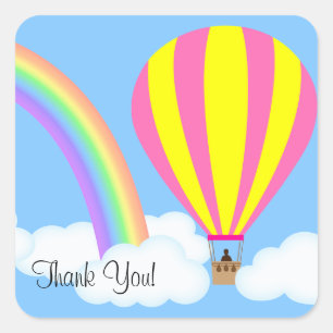 Heteluchtballon Sticker - Blauwe Achtergrond