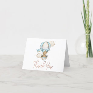 Heteluchtballon Teddbeer Wolken Vogel Baby Shower Bedankkaart