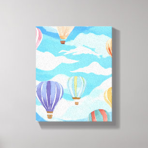 Heteluchtballonnen Aquarel Schilderkunst Kunst Canvas Afdruk