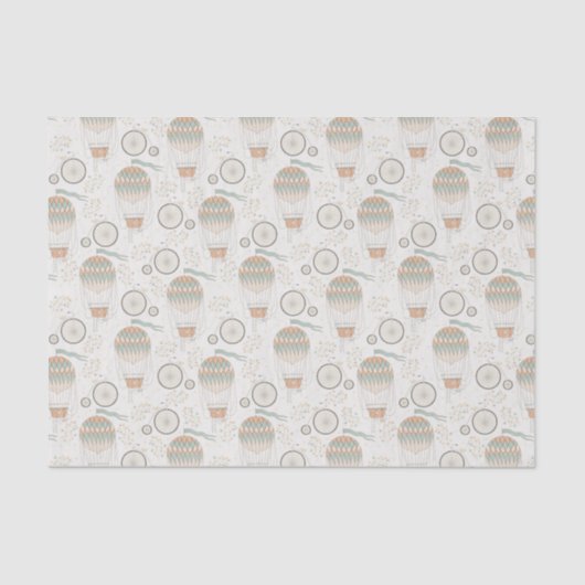  heteluchtballonnen en driewielers uit wit tissuepapier (Voorkant)