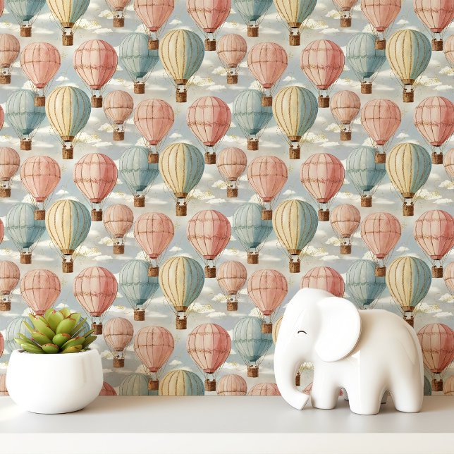  heteluchtballonnen in pastellucht behang (Creator heeft geüpload)