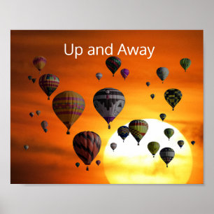 Heteluchtballonnen in vlucht poster