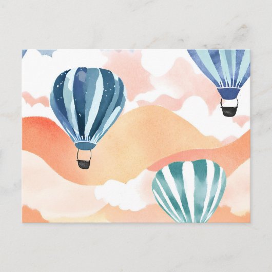 heteluchtballonnen | pastelkleurige Waterverf Feestdagenkaart (Voorkant)