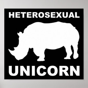 Heteroseksueel Eenhoorn Neushoorn Grappige Poster 