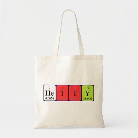 Hetty periodieke lijstnaam canvas tas (Voorkant)