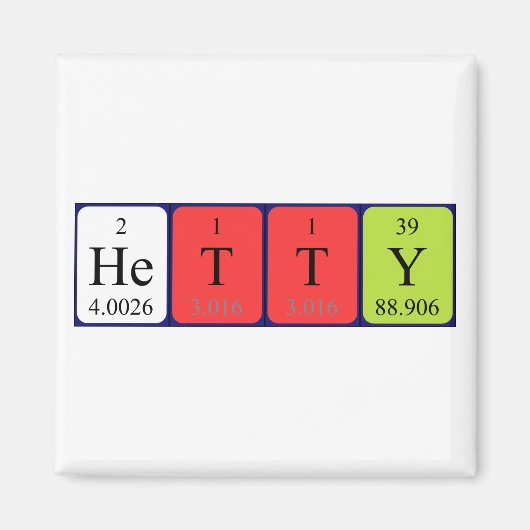 Hetty periodieke lijstnaam magnet magneet (Voorkant)