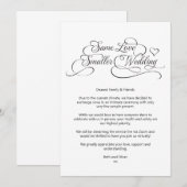 Hetzelfde Huwelijk Kleinere Bruiloft Calligraphy Aankondiging (Voorkant / Achterkant)