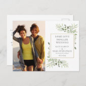 Hetzelfde liefdesminiatuur Foto Bruiloft Aankondigingskaart (Voorkant / Achterkant)