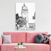 Heublein Tower - Connecticut Schetskunst Canvas Afdruk (Insitu (Woonkamer))