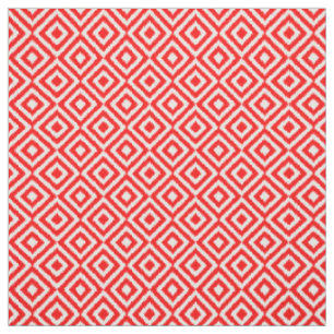 Heup, helder rood Ikat Diamond Squares, mozaïekpa Stof