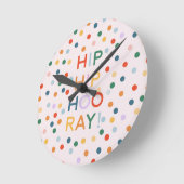 Heup Heup Hooray Verjaardagsfeest Gefeliciteerd Ronde Klok (Hoek)