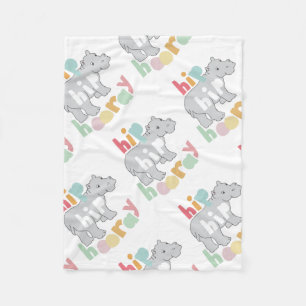Heup Hooray Gray Hippo Tekening Fleece Deken