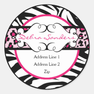 Heup Hot Pink en Black Animal Print Address Label