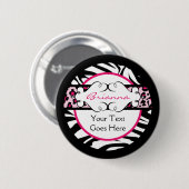 Heup Hot Pink en Black Animal Print Button (Voorkant /achterkant)