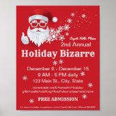 Heup Santa Claus Papercut op de Rode Kerstmis Poster (Voorkant)