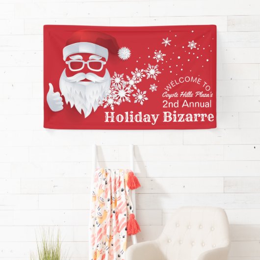 Heup Santa Claus Papercut op de Rode Kerstmis Spandoek (Insitu)