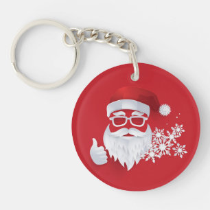 Heup Santa Claus Papercut op Rode Kerstmis Sleutelhanger
