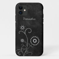 Heup zwart-wit Foral Chalkboard met naam