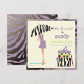 Heupmama, paars zebra baby shower kaart (Voorkant / Achterkant)