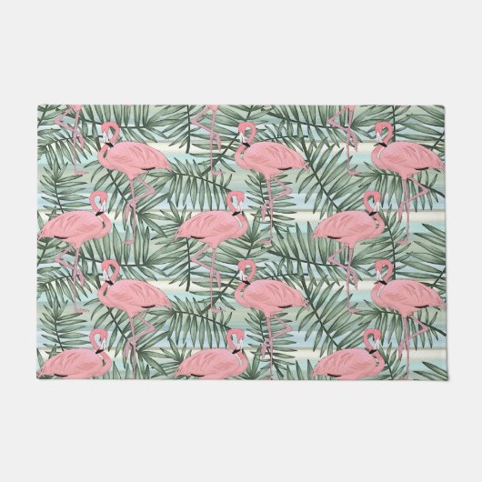 Heuproze flamingoes Cute Palm Leafs Pattern Deurmat (Voorkant)