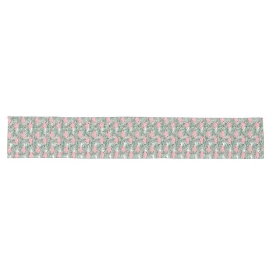 Heuproze flamingoes Cute Palm Leafs Pattern Lange Tafelloper (Horizontaal)