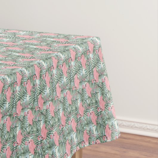 Heuproze flamingoes Cute Palm Leafs Pattern Tafelkleed (Voorbeeld)
