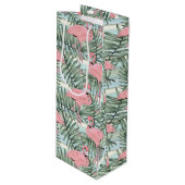Heuproze flamingoes Cute Palm Leafs Pattern Wijn Cadeautas (Voorkant Gekanteld)