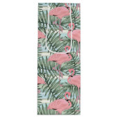 Heuproze flamingoes Cute Palm Leafs Pattern Wijn Cadeautas (Voorkant)