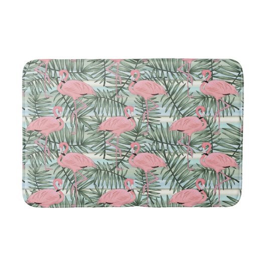 Heuproze flamingoes palm Leafs Art Pattern Badmat (Voorkant)
