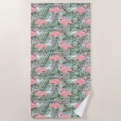 Heuproze flamingoes palm Leafs Art Pattern Strandlaken (Voorkant)