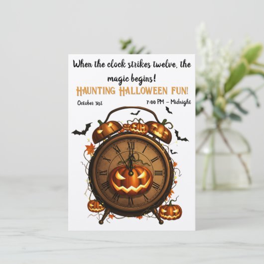 Heure Citrouille Halloween fêtes Invitation (Debout devant)