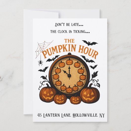 Heure Citrouille Halloween fêtes Invitation (Dos)