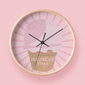 Heure Crème glacée rose Cuisine mural Horloge