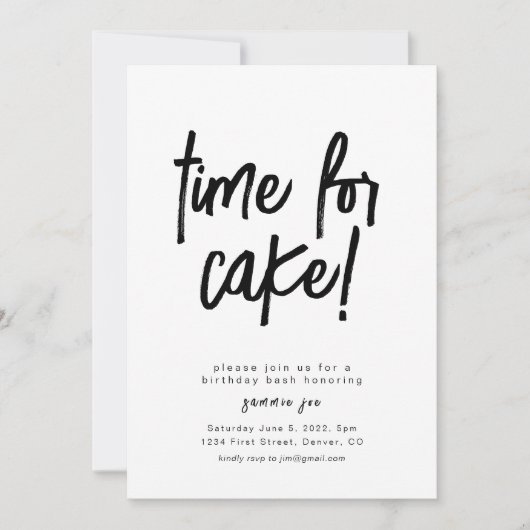 Heure De Cake Anniversaire Modèle Invitation (Devant)