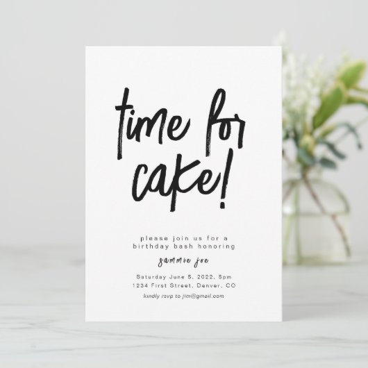 Heure De Cake Anniversaire Modèle Invitation (Debout devant)
