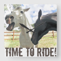 Heure De Circuler Chevaux Carré Horloge Mur