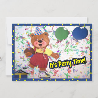 Heure de la fête Invitation personnalisé Teddy Bea