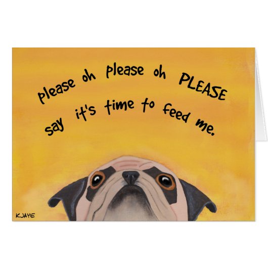 Heure de repas du Pug - Carte d'art pour les amate (Devant horizontal)